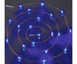 Hellum Ghirlanda di perle di rugiada con 20 LED, blu LED, cavo di rame con interruttore, funzionamento a batteria (2 batterie AA non incluse), illuminata 1,05 m, decorazione per interni 570724