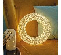 Hellum Ghirlanda luminosa a LED con timer, diametro di 30 cm, con perle di rugiada a LED, per esterni e interni, 1440, luce bianca calda, trasformatore esterno, decorazione natalizia, finestra