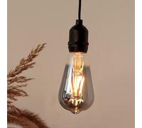 Hellum Lampada a sospensione con batteria e telecomando, ST64 Ø 6,4 x 13,8 cm, lampadina smoky con batteria, lampada a sospensione retrò dimmerabile (4 batterie AA non incluse) 150421