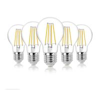 Hellum Lampadina Filamento LED, 5 pezzi, 7W equivalenti a 60W, con attacco E27, 810 lumen, Luce bianca calda 2700K, Forma a Lampadina A60, con filamento in vetro transparente, senza sfarfallio 206111