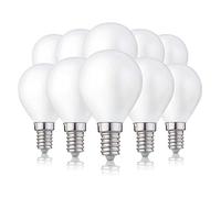 Hellum Lampadine di filamenti a LED base E14, 10 pezzi, 4W lampadina filamento LED sfera goccia, bianco caldo 2700 K vintage lampada G45, opaco 208214