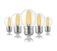 Hellum Lampadine di filamenti a LED base E27, 5 pezzi, 4,5W lampadina filamento LED sfera goccia, bianco caldo 2700K vintage lampada, chiaro 209112