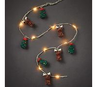 Hellum LED catena di luci in rame Tauperle, abete e renna, 20 LED bianchi caldi, 90 cm di lunghezza della luce, colore del cavo argento, indoor, alimentato a batteria (3AA), 524260