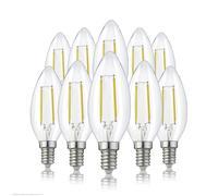 Hellum LED Lampadina a Candela C35, 10 pezzi, 2W lampadina filamento LED, base E14, vintage lampada bianco caldo 2700 K, trasparente, 207101