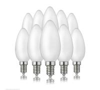 Hellum LED lampadina a candela E14, 2,5W bianco caldo LED con filamento LED da 250 lumen, C35 2700 Kelvin bianco caldo opaco, 207200 confezione da 10 pz.