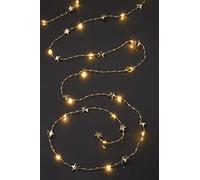 Hellum LED luci di rame Tauperlen, stelle dorate, 20 LED bianco caldo, lunghezza luce 190 cm, colore cavo argento e oro, per interni, a batteria (3AA), 521597