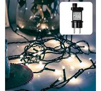 Hellum Luci fiabesche a LED da esterno bianco freddo con 80 LED, illuminate 7,9 m, Luci fiabesche con spina e timer per esterni, cavo verde, bianco freddo <59 lm 151916