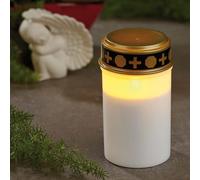 Hellum Luci funerarie a LED con batteria bianche, luci funerarie a LED per esterni con timer Outdoor, decorazioni funerarie resistenti alle intemperie (2xLR14, non incluse) 7,5x12,5 cm 520385