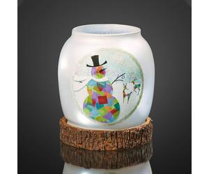 Hellum Vaso di vetro LED pupazzo di neve a batteria Hellum
