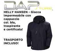 HELLY HANSEN - Giacca impermeabile antivento con cappuccio cod. 71043 colore blu