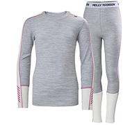 Helly Hansen Junior Unisexe Jr Lifa Merino Poids Moyen Set, Gris Mélange, 16