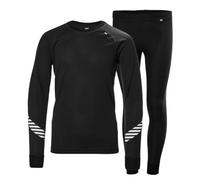 Helly Hansen Maglietta, Set Maglia a Maniche Lunghe e Pantaloni Termici, Base Layer Traspirante e Isolante per Sci, Escursionismo e Vela Bambini, Nero, 14