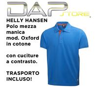 HELLY HANSEN - Polo in cotone con cuciture piatte a contrasto modello Oxford