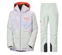 Helly Hansen Powchaser 2.0/Powderqueen, completo sci, donna, verde chiaro/viola chiaro