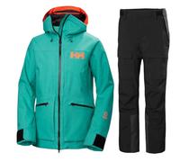 Helly Hansen Powderqueen 3.0/Switch Cargo 2.0, completo sci, donna, verde/nero