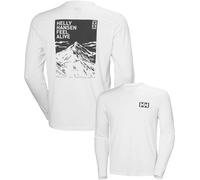 Helly-Hansen - T-shirt traspirante con protezioni UPF50+ - Skog Graphic Ls Tee White per Uomo in Poliestere Riciclato - Taglia L - Bianco