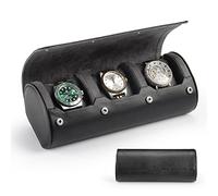 HELMDY Porta Orologi Da Viaggio 3 Slot Scatola per Orologi Custodia Orologi, Porta Orologi Uomo Pelle, Watch Box, Portaorologi Scatola Pelle Scatola per Orologi da Viaggio Cofanetti Orologi (Nero)