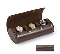 HELMDY Porta Orologi Da Viaggio 3 Slot Scatola per Orologi Custodia Orologi, Porta Orologi Uomo Pelle, Watch Box, Portaorologi Scatola Pelle Scatola per Cofanetti Orologi (Marrone)
