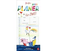 Helme Heine: Planer für zwei 2025: Wandkalender 2025 zum Eintragen mit Schulferien und 3-Monats-Vorschau. Partnerkalender 2025 mit den tierischen drei Freunden von Mullewapp im Format 16 x 34,7 cm