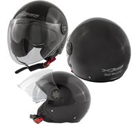 Jet Casco Scooter Moto Lunga Visiera Parasole ECE 22 06 Certificato A-Pro Nero XL