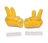 Helmet Plush Decor Set, Yellow Hand Gesture Ornament Kit, 4.72x4.53 inches Cycling Helmet Accessory Pack, Funny Bike Decoration Add On, Rider Helmets Styling Clip, Teen Adult Gift Ride Gear