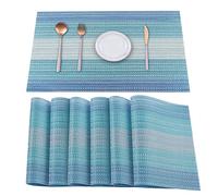 HeloHo Set di 6 tovagliette blu resistenti alle macchie, lavabili, in vinile intrecciato, per cucina e tavolo da pranzo