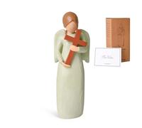 Heloner Statuette di angelo con croce, angelo in preghiera, statuetta per regali decorazione della casa, croce simpatia statue di angelo in resina cristiana decorazione per la casa regali per le donne