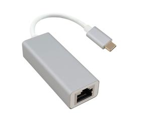 Helos Adaptor Cable Ethernet USB 3.1 Type-C Male / RJ45 Female Premium Silver