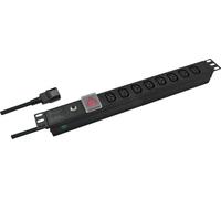 Helos Ciabatta elettrica professionale da 19", 8 prese, C13, 2 m, con interruttore, colore: Nero