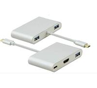 HELOS DOCKINGSTATION, USB 3.1 TYPE-C ST/3XUSB/HDMI/TYPE-C BU, PREMIUM 4K, PLATA