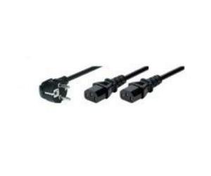 Helos Power supply Y-cable, earthing contact plug to 2 x C13, black, 2.0 m