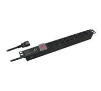 Helos Ciabatta elettrica professionale da 19", 8 prese, C13, 2 m, con interruttore, colore: Nero