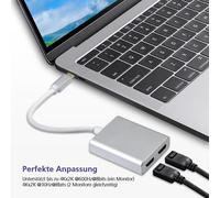 Helos Splitter USB 3.1 Type-C St./2x presa HDMI, PREMIUM 4K, argento NEW