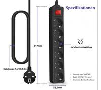 Helos Steckdosenleiste CLASSIC 6-fach black con Schalter Strip 262809