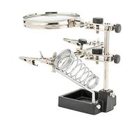 Helping Hand Magnifier - Lente d'ingrandimento da tavolo con supporto per saldatura a saldatura, base in ghisa, regolabile, con supporto a coccodrillo