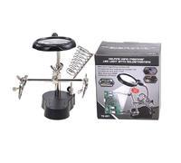 Helping Hands Soldering Station - Metal Acrylic Lens Magnifier | Adjustable Third Hand Tool With LED Light And Alligator Clips | Precision Soldering Magnifying Stand For Circuit Board