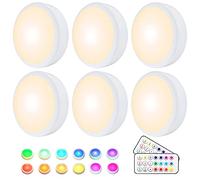 HELPLEX Luci Armadio 6 Pacchi LED Luce Notturna Adesiva Cordless a Pile - 7 Perle 16 Colori Variabili - Lampada da Parete Con 2 Telecomandi e Funzione di Temporizzazione