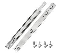 HELPMATE Binari per cassetti push-to-open completamente estraibili, 400 mm, 1 paio di 2 pezzi, estraibili a sfera, per cassetti, in acciaio zincato, argento, con materiale di fissaggio incluso