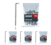 HELPMATE - Ganci a vite diritti 30x2,8x13x12 mm - acciaio zincato - 50 pezzi - Ganci per montaggio a parete (Confezione da 4)