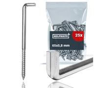 HELPMATE - Ganci a vite diritti con cava 65x5,8x35x18 mm - acciaio zincato - 25 pezzi - Ganci a cava per montaggio a parete