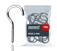 HELPMATE -Ganci per biancheria 80x5,2x26x19 mm - acciaio zincato - 10 pezzi - robusti ganci a vite per il fissaggio di linee di lavaggio