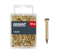 HELPMATE - Perno tondo in ottone 1,4x13 mm - 50 grammi | Perni in filo d’acciaio - Da piantare con il martello - Per falegnameria e artigianato