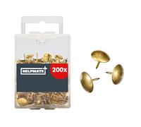 HELPMATE - Puntine 9x7 mm - Acciaio ottonato - 200 pezzi - Perni e puntine per il fissaggio su materiali sottili, superfici morbide o legno