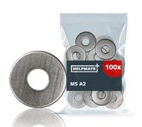 HELPMATE - Rondelle M5 DIN 9021 - acciaio inox A2-100 pezzi - Rondelle per carrozzeria per esterni e interni