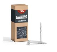 HELPMATE - Viti per legno 4,5x50 mm zincate - 100 pezzi | Testa svasata - con impronta PZ2 e scanalatura da taglio - Viti per legno per il fissaggio di accessori metallici al legno