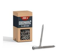 HELPMATE - Viti per terrazze 5x60 in acciaio inox A2-200 pezzi viti | Include 1 punta T25 - viti con protezione anticorrosione - pavimenti esterni - terrazza, giardino, strutture in legno