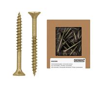 HELPMATE - Viti universali a testa svasata 5,0 x 50 giallo passivato - Confezione da 125 viti per legno con attacco PZ 2 e filettatura parziale - Viti per truciolato per interni ed esterni protetti