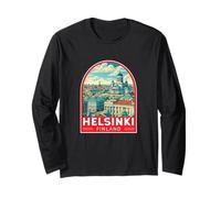 Helsinki Finlandia Travel Art Emblem Vintage Maglia a Manica