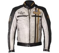 Helstons Indy Giacca in pelle motociclistica, bianco/nero/giallo, Taglia L
