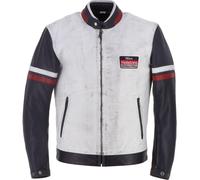 Helstons V-Series Giacca in pelle da moto, bianco-blu, taglia L per maschi